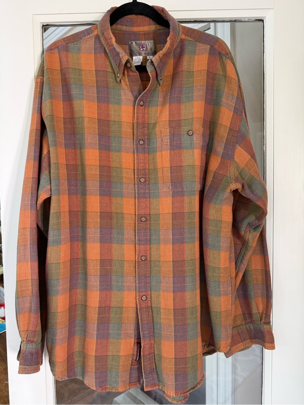 Vintage The Territory Ahead Orange Multi Plaid Button-Down Shirt. Perfect 4 FALL